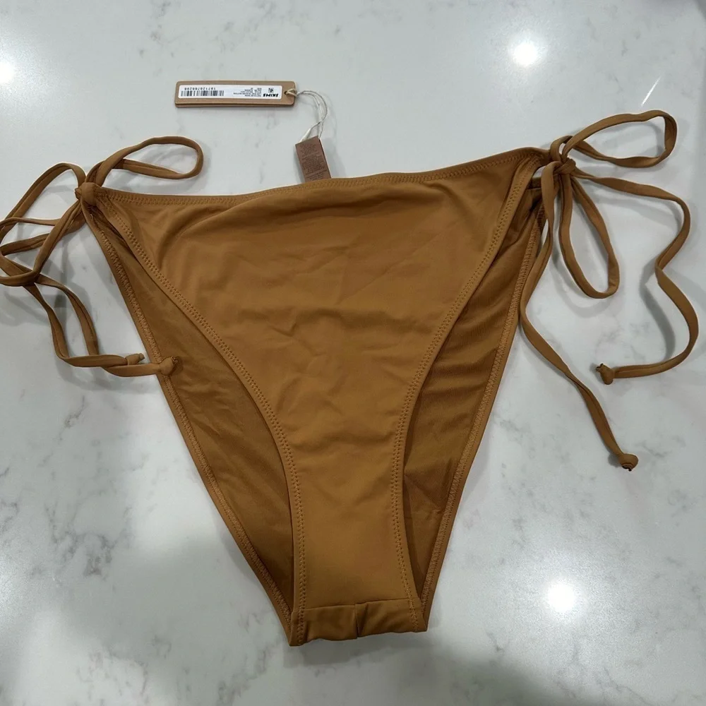 SKIMS Swim Low Rise Tie Bikini Bottom Color Almond Size 3X